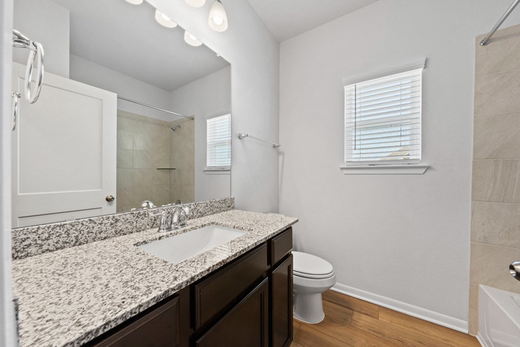 a bathroom with a sink and a toilet and a shower
