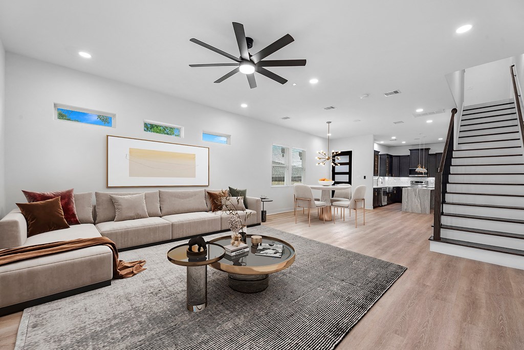 a living room with a couch and a coffee table
