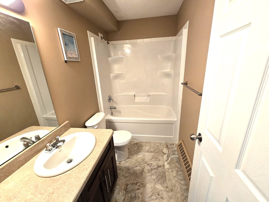a bathroom with a sink and a toilet and a shower