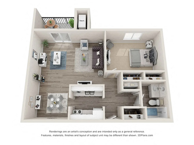 Radcliff Floor Plan at Hampton in Highland Apartments, Highland, Indiana