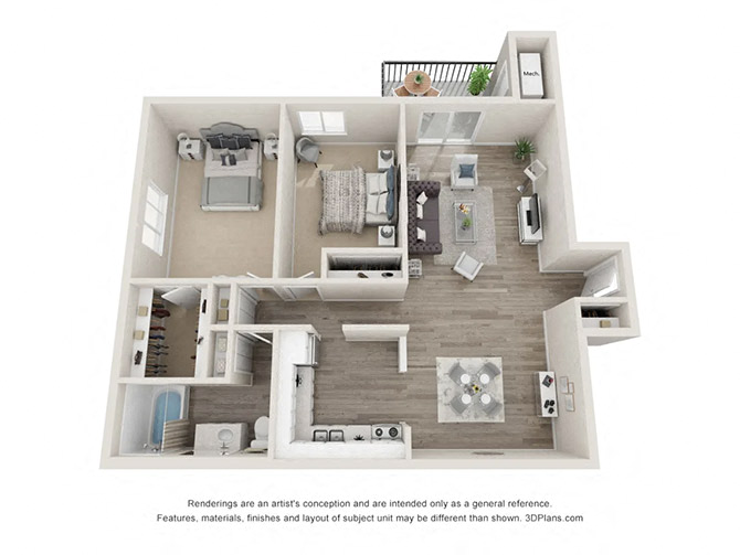 Stratford Floor Plan at Hampton in Highland Apartments, Highland