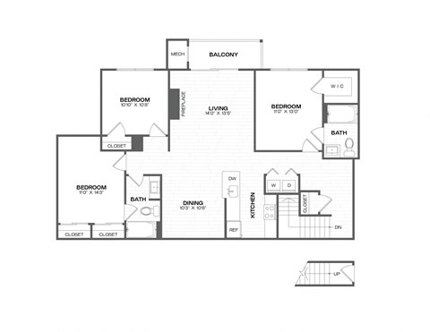 A black and white diagram of a house layout with labeled rooms.