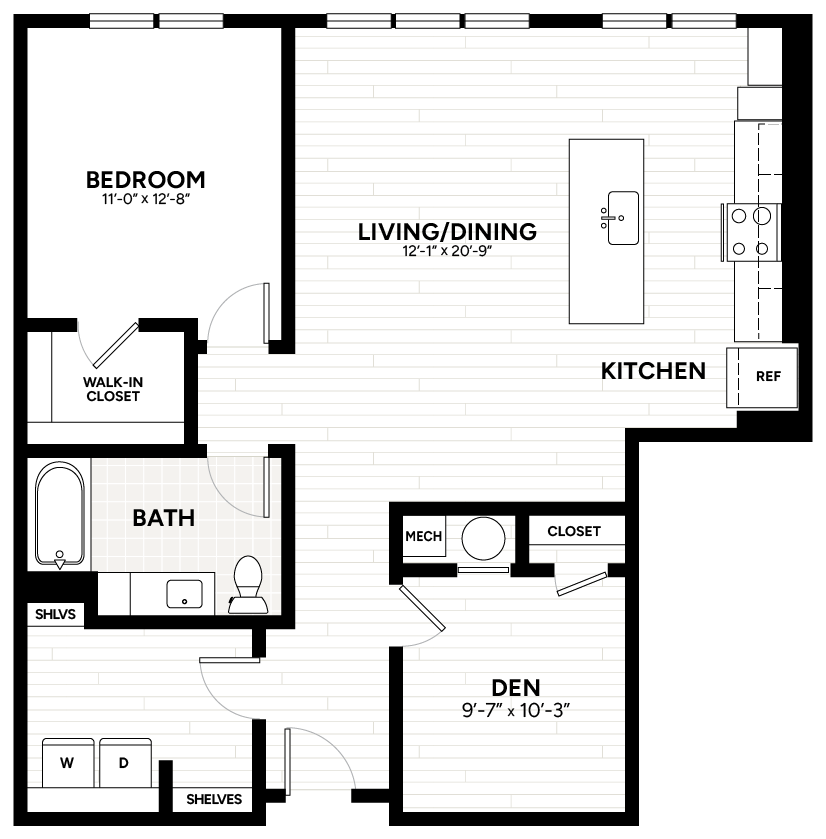 1 Bed/1 Bath Den-A7