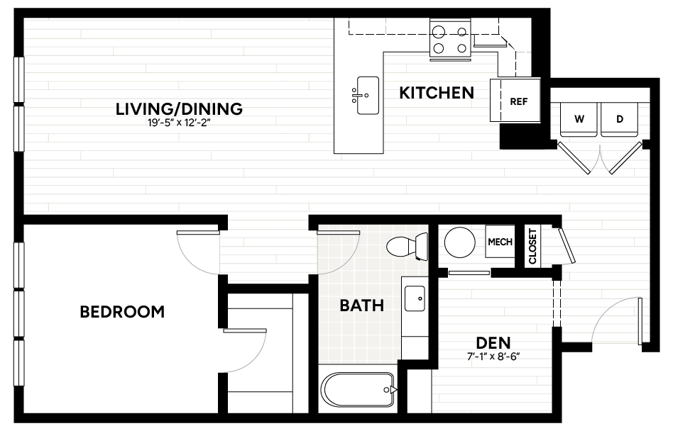 1 Bed/1 Bath Den-A8-A