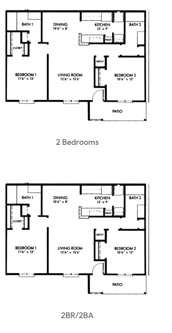 2 bd / 2 bath