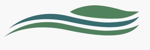 A logo with three green leaves on a white background.