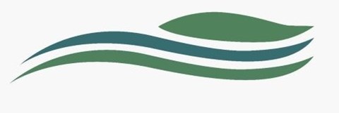 A logo with three green leaves on a white background.
