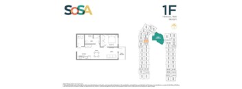 1 Bedroom, 1 Bathroom (FP-1F)