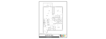 1 Bedroom, 2 Bathroom (FP-2C SW)