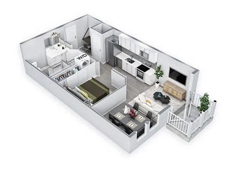 1 Bed 1 Bath Floor Plan | 608 Sq. Ft. at Lyric at Norton Commons Apartments, Prospect