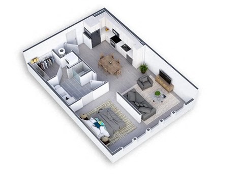 1 Bed 1 Bath Floor Plan | 710 Sq. Ft. at Lyric at Norton Commons Apartments, Prospect, KY, 40059