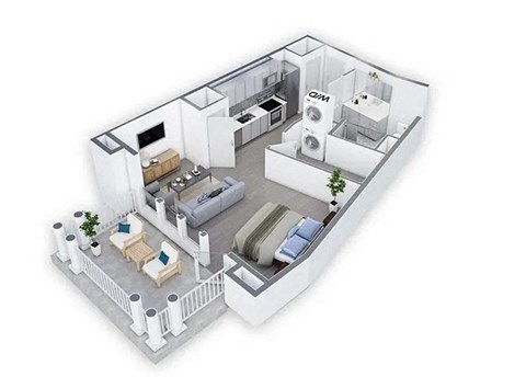 Studio 1 Bath Floor Plan | 653 Sq. Ft.  at Lyric at Norton Commons Apartments, Prospect, Kentucky