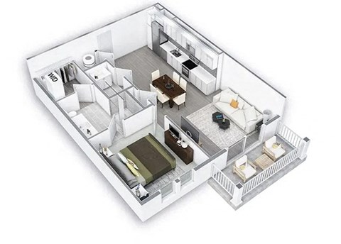 1 Bed 1.5 Bath Floor Plan | 864 Sq. Ft. at Lyric at Norton Commons Apartments, Prospect, 40059