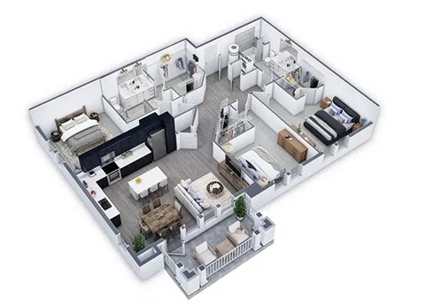 3 Bed 2 Bath Floor Plan | 1,557 Sq. Ft. at Lyric at Norton Commons Apartments, Prospect, Kentucky