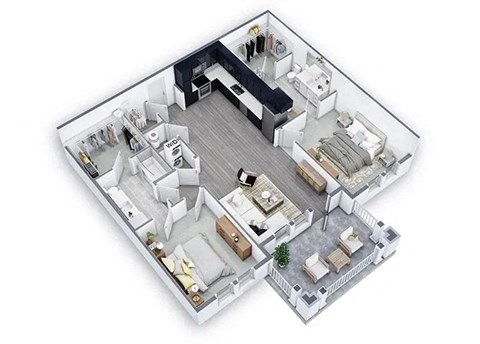 2 Bed 2 Bath Floor Plan | 1,188 Sq. Ft. at Lyric at Norton Commons Apartments, Kentucky