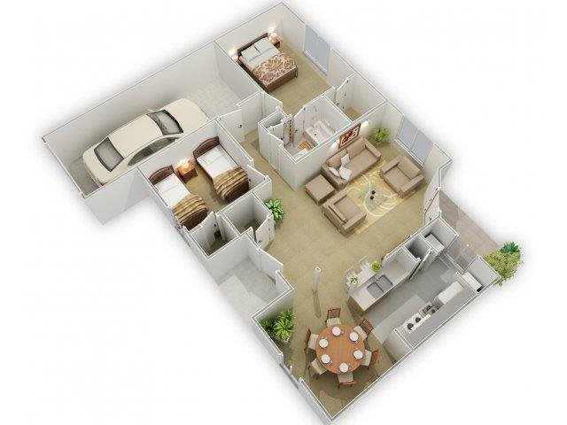 The Fern Haven Floorplan The Fern Haven Floorplan at Three Waters Green apartments in Pensacola, FL 32506