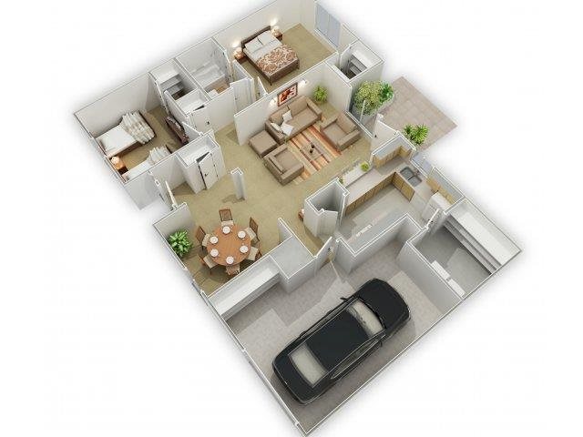 The Willow Wind Floorplan The Willow Wind Floorplan at Three Waters Green apartments in Pensacola, FL 32506