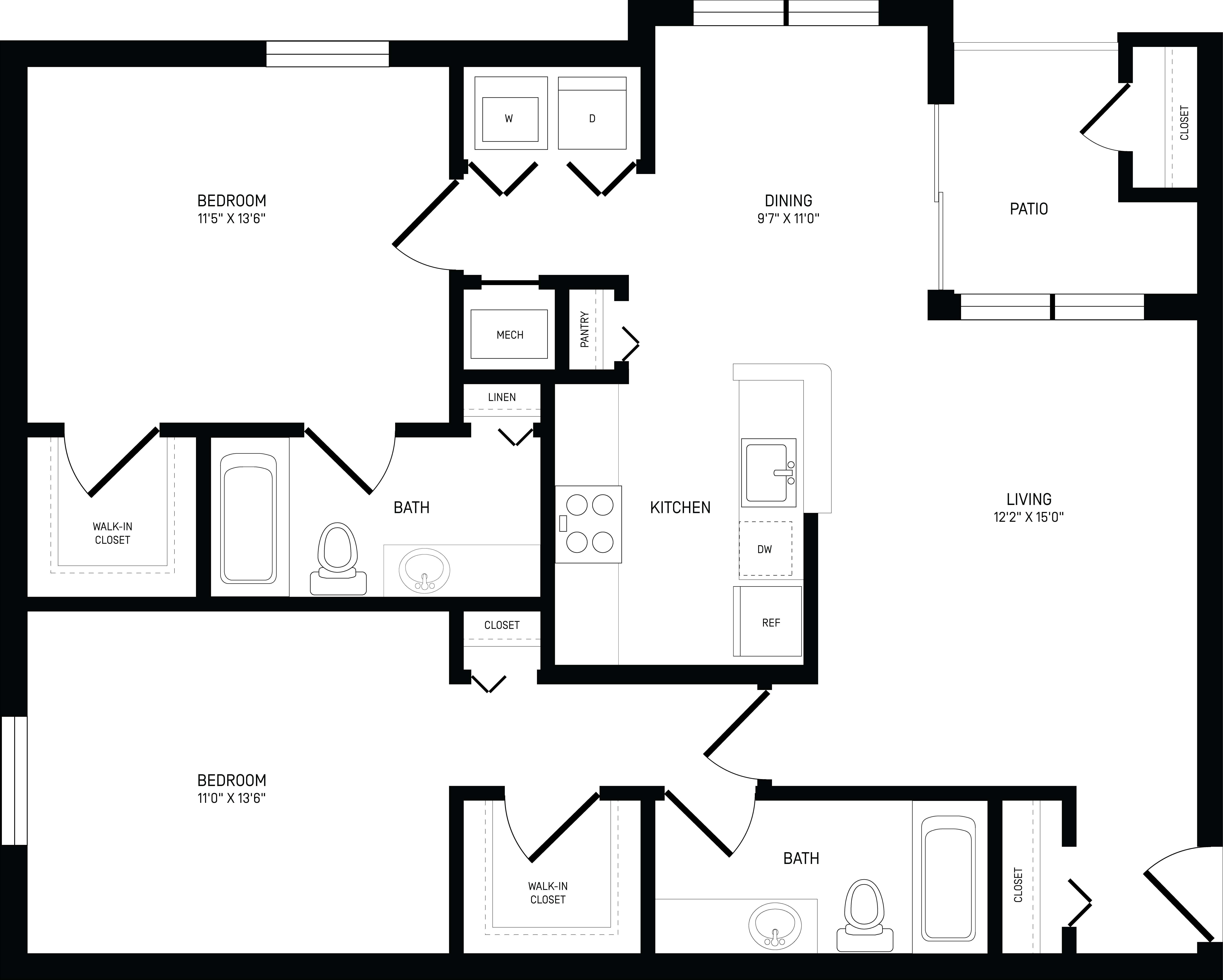 2 Bed/2 Bath-B2A