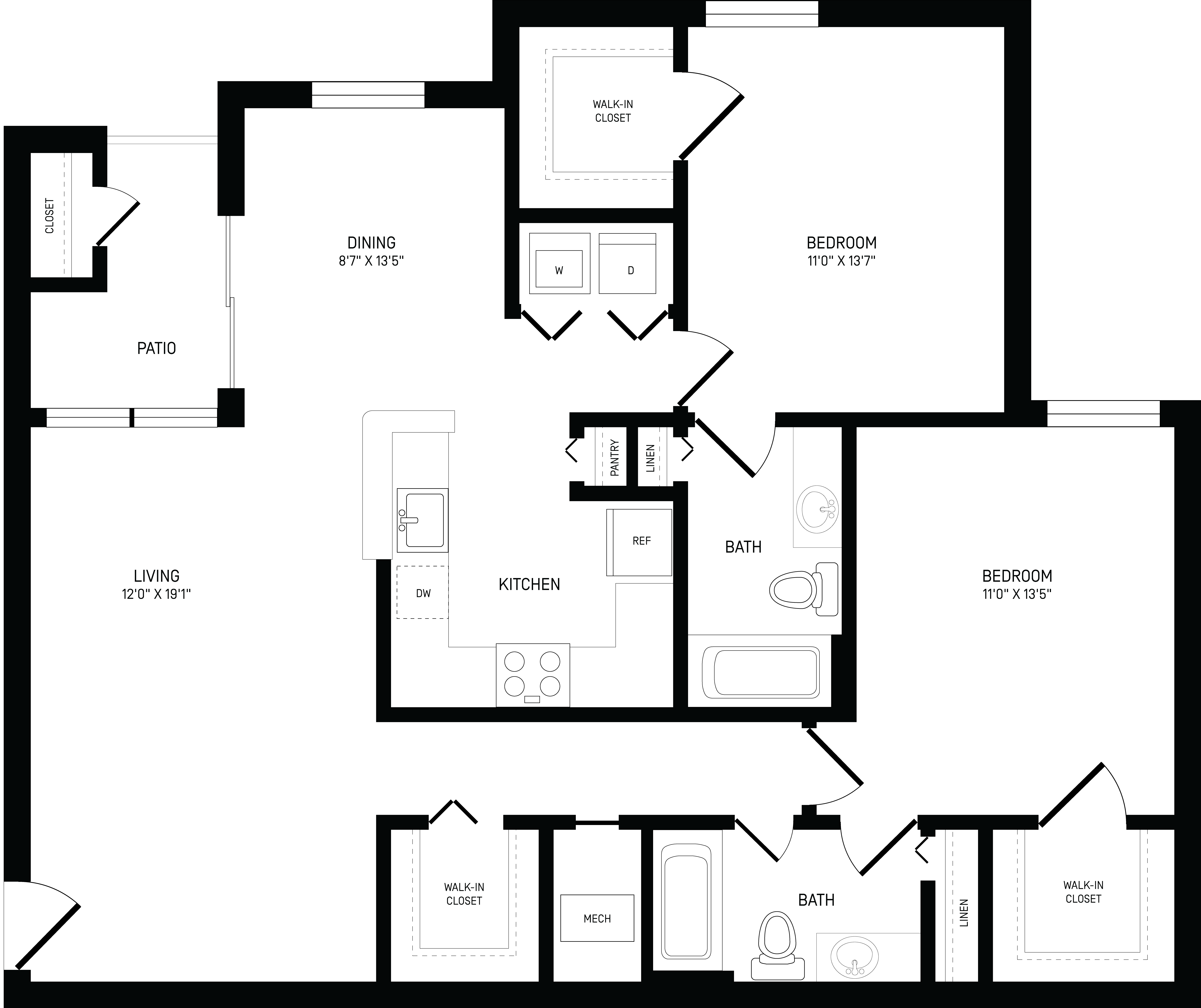 2 Bed/2 Bath-B2B