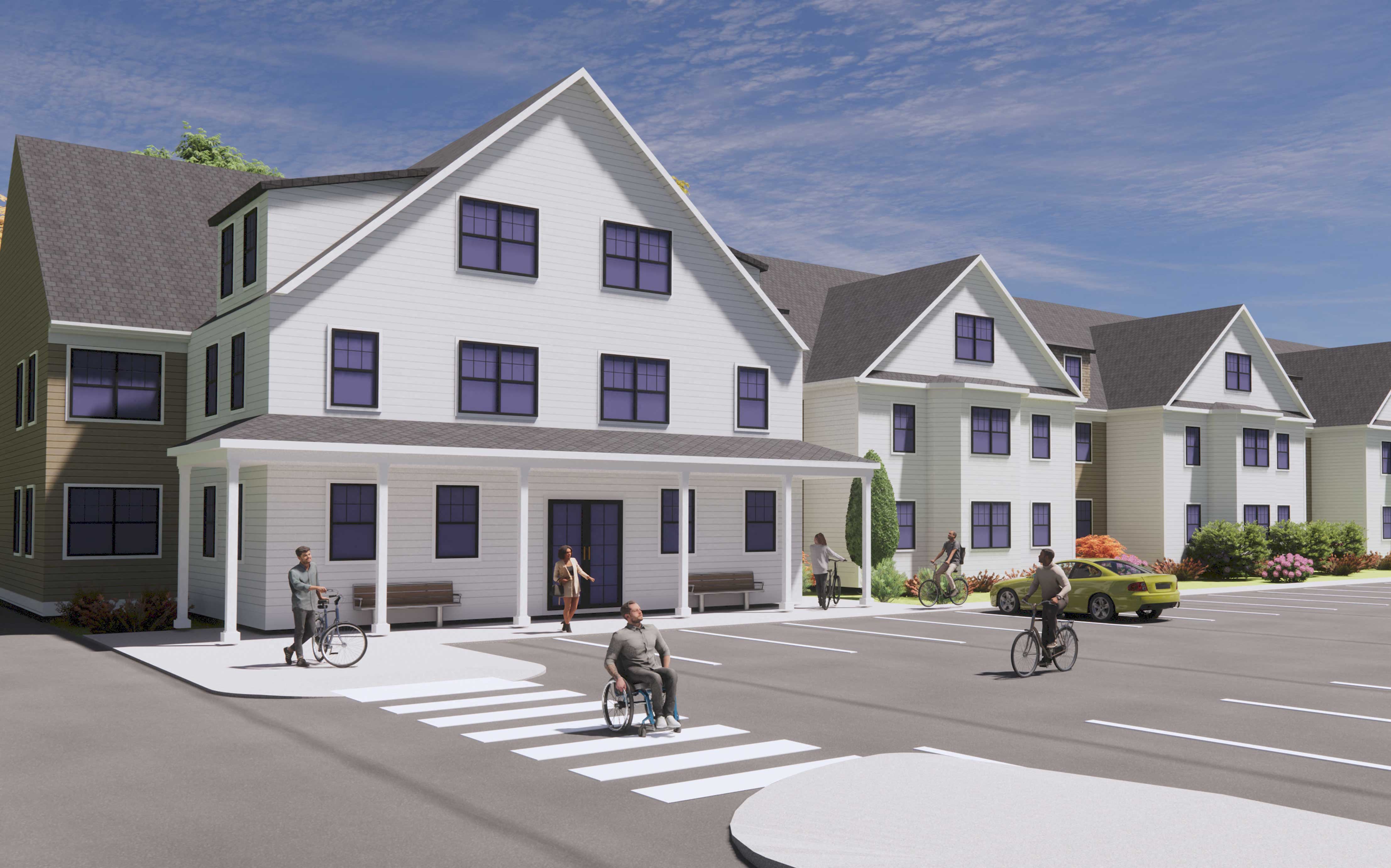 Architects rendered drawing of new apartment building