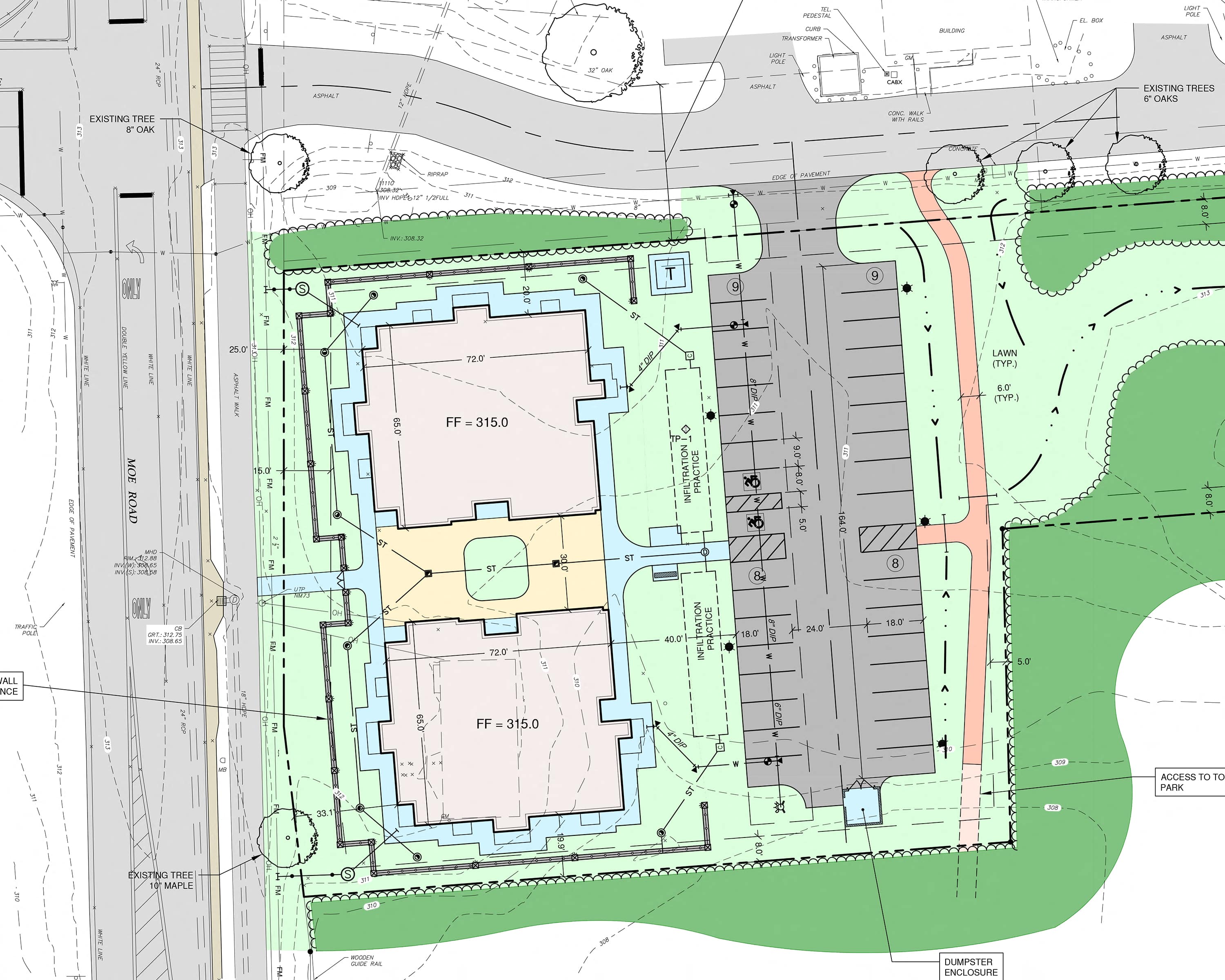 a schematic of the site plan for the new school building