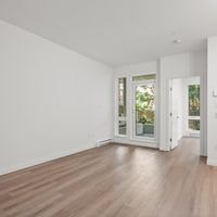 A room with white walls and wooden flooring.