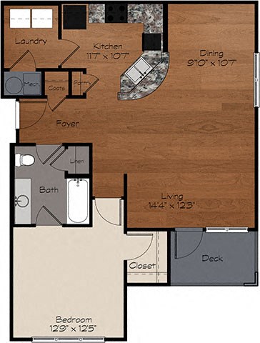 A2 Floor Plan at Enclave at Bailes Ridge Apartment Homes, Indian Land