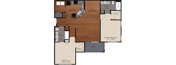 B2 Floor Plan at Enclave at Bailes Ridge Apartment Homes, Indian Land, SC
