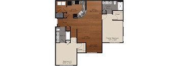 B2-s Floor Plan at Enclave at Bailes Ridge Apartment Homes, Indian Land, 29707