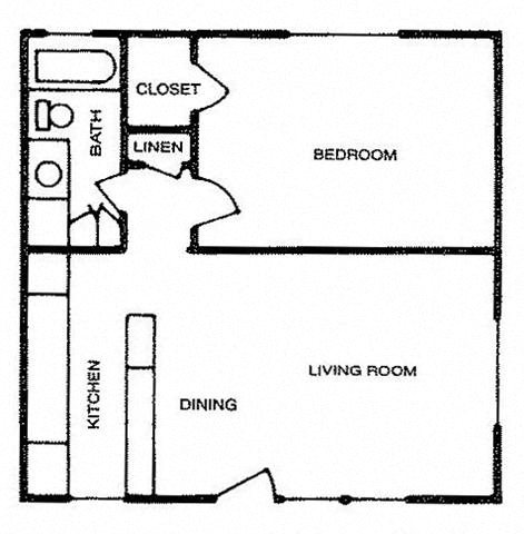 One Bedroom Floor Plan 2