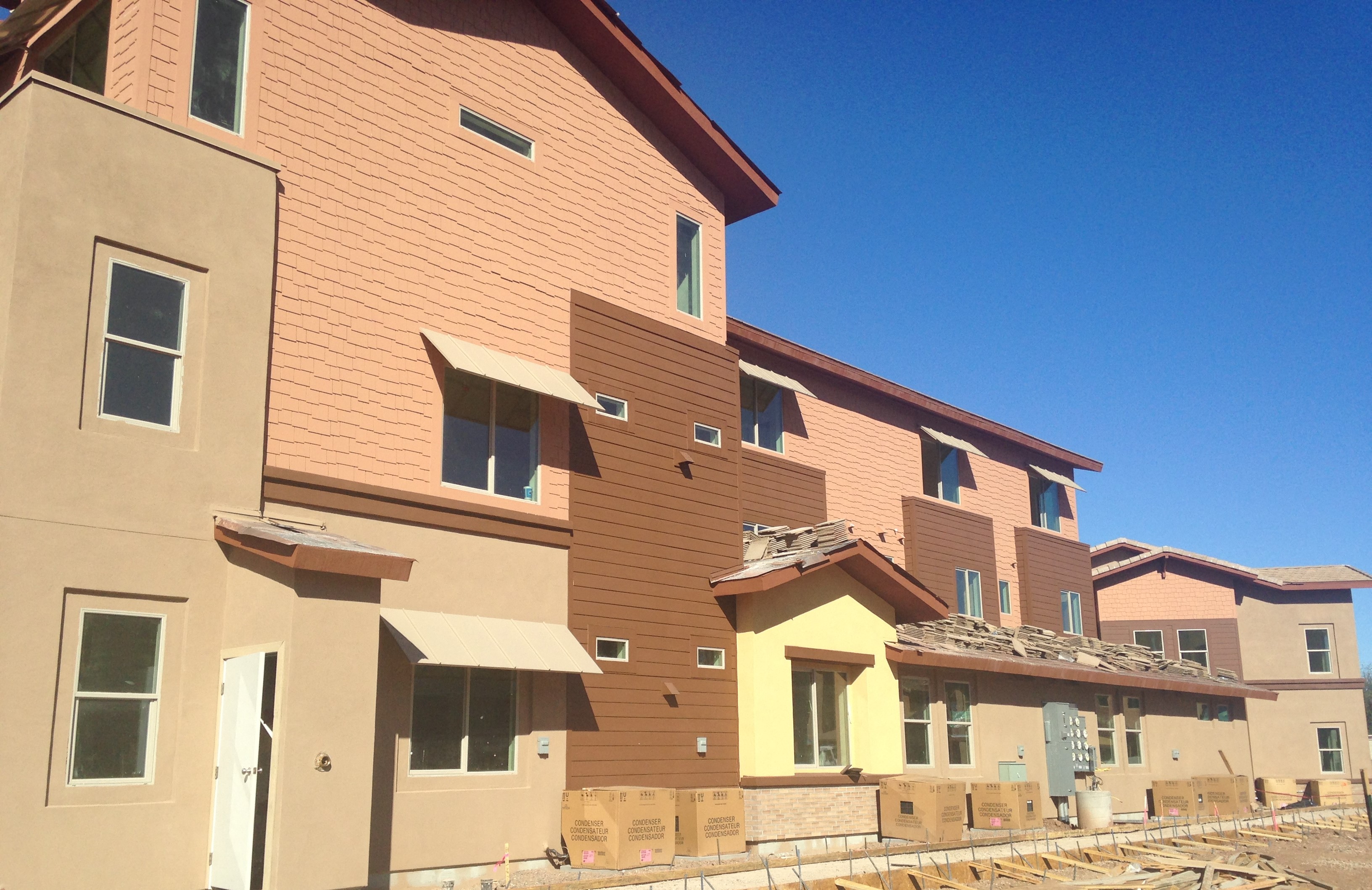 a group of new homes under construction