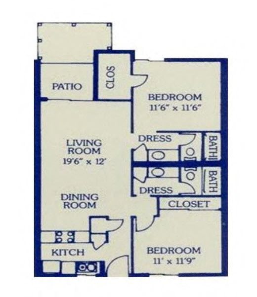 2 Bed/ 2 Bath Floor Plan 5