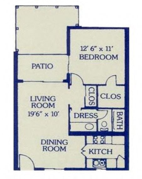 1 Bed/ 1 Bath Large Floor Plan 3