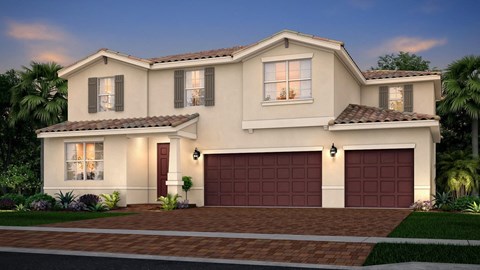 A modern two-story house with a garage and a driveway.