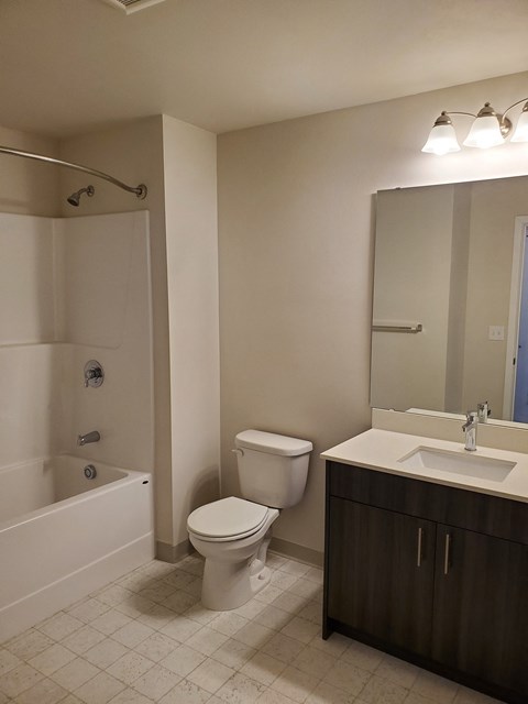 A white toilet sits next to a sink in a bathroom.