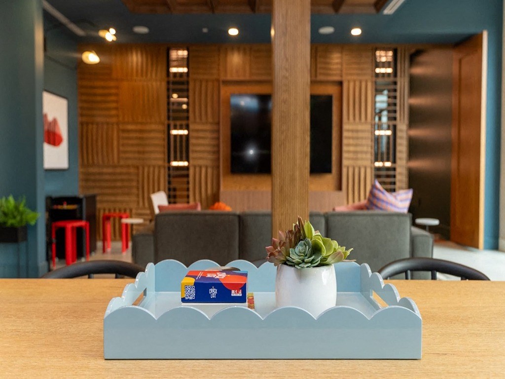 a display on a table in a living room