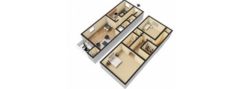 2 Bedroom 1.5 Bath Town