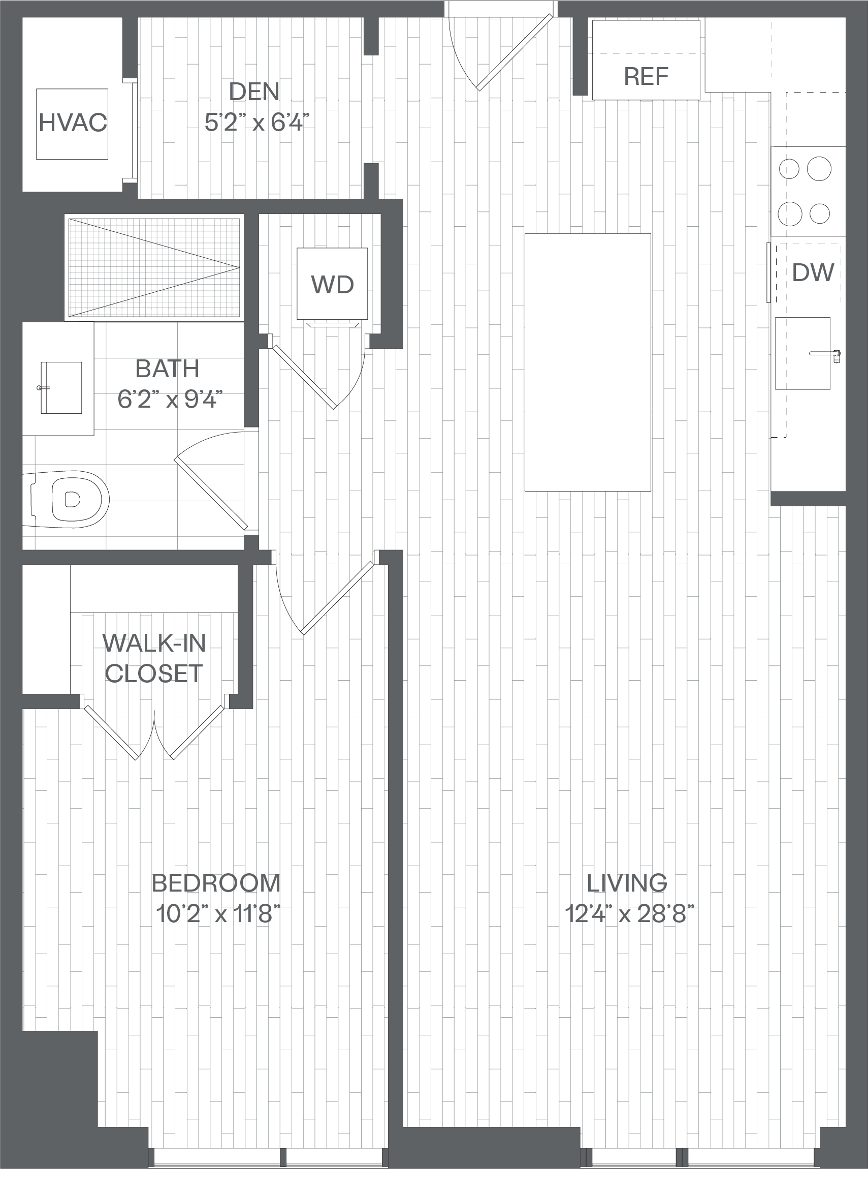 1 Bed/1 Bath Den-DA