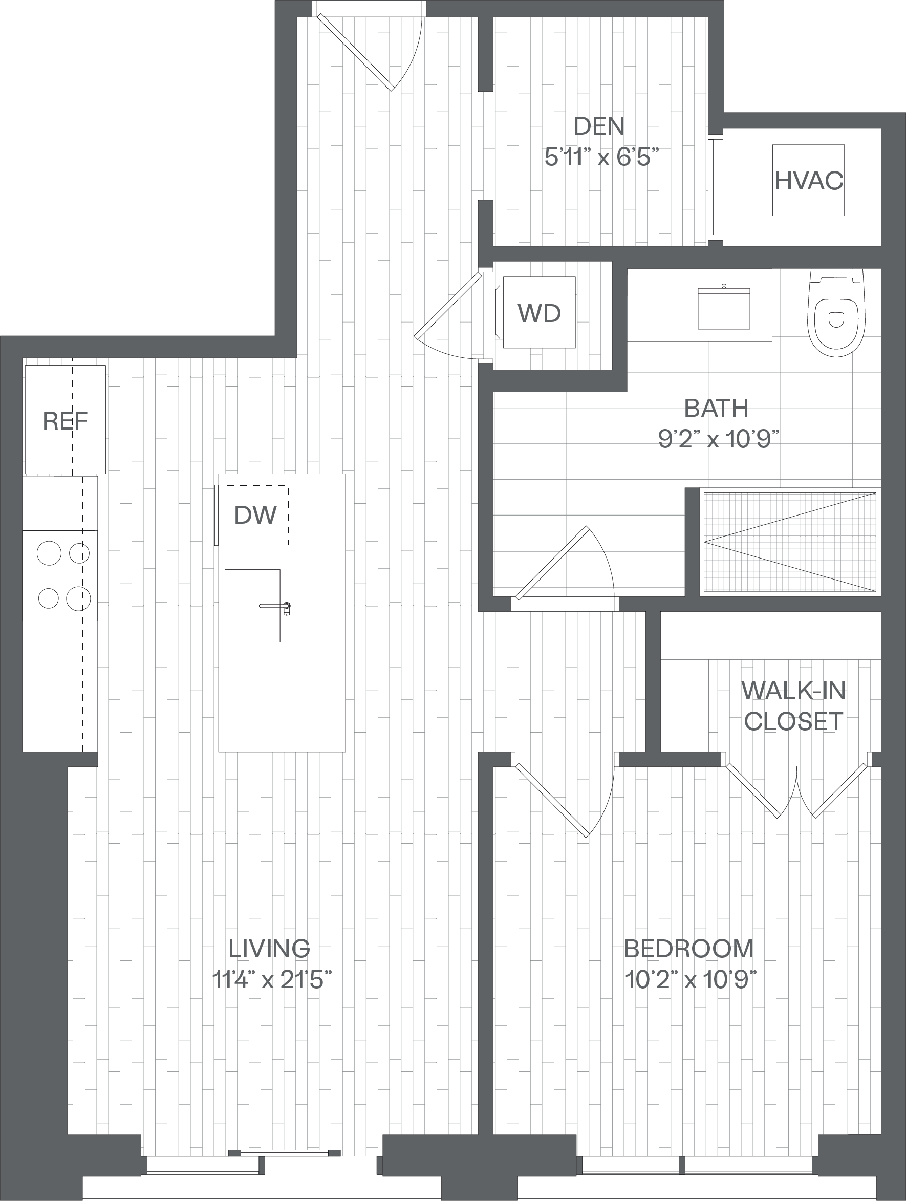 1 Bed/1 Bath Den-DC