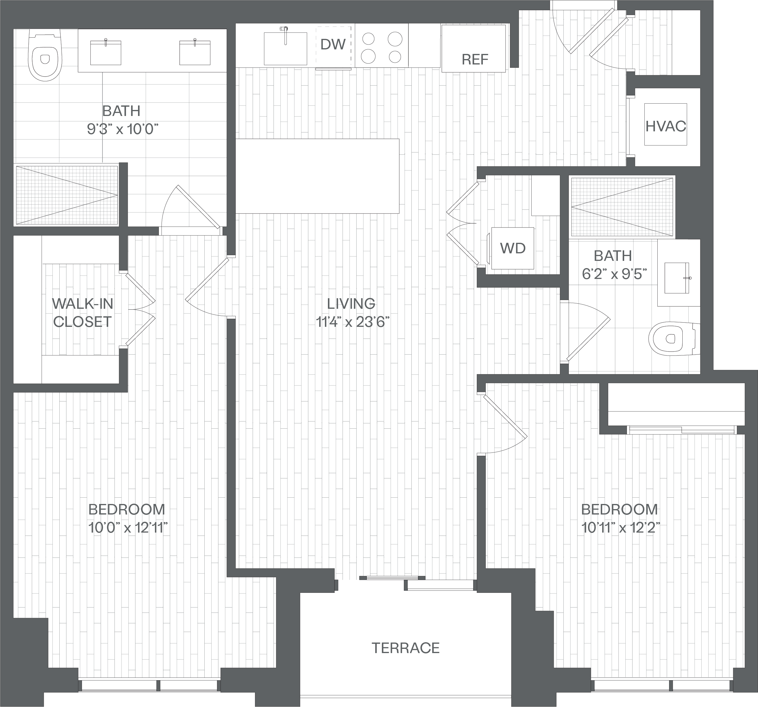 2 Bed/2 Bath-BA1