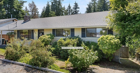A house with a well-maintained garden in front.