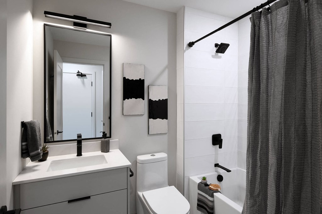 a bathroom with a sink and a toilet and a shower