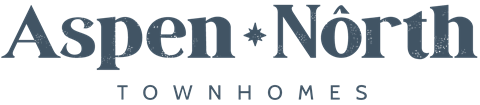The image displays the text "Aspen + North Townhomes" in a large, bold font.