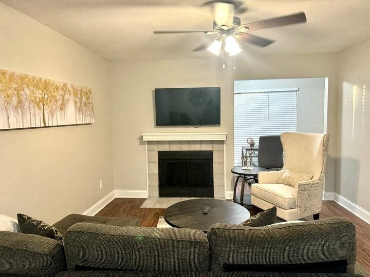 a living room with a couch and a chair