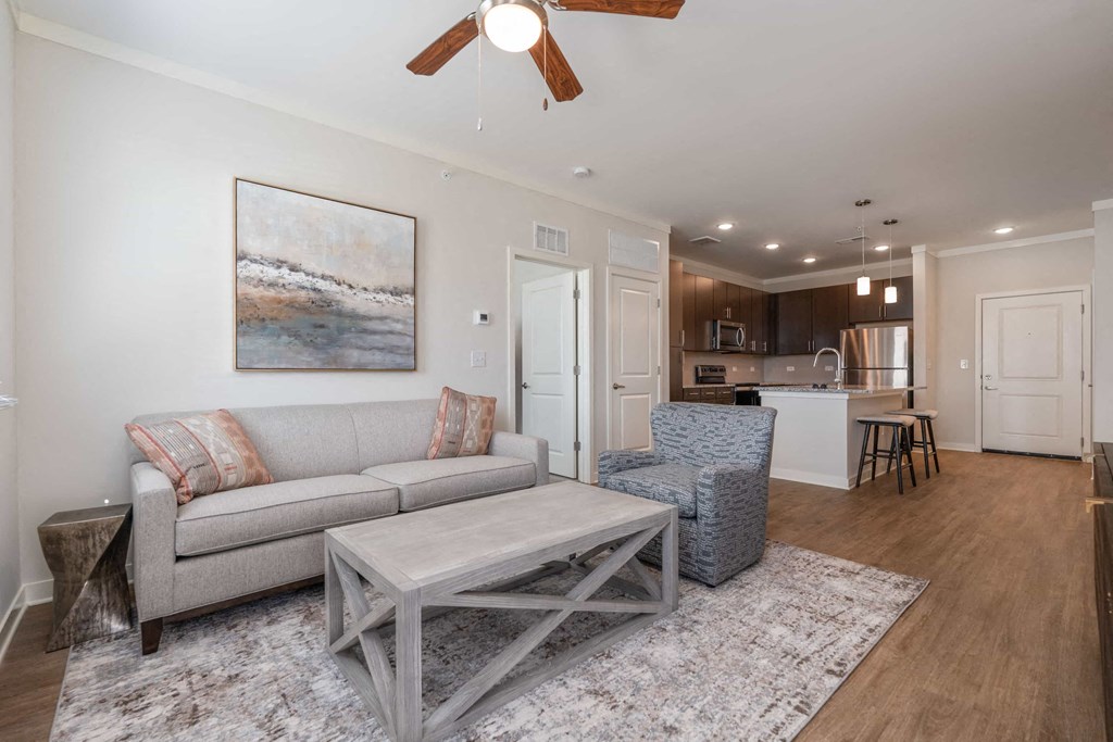 a living room with a couch and a coffee table