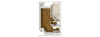 1 Bedroom, 1 Bathroom Plan B