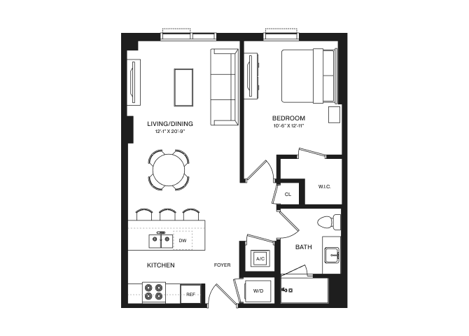 1 Bed/1 Bath-A1D