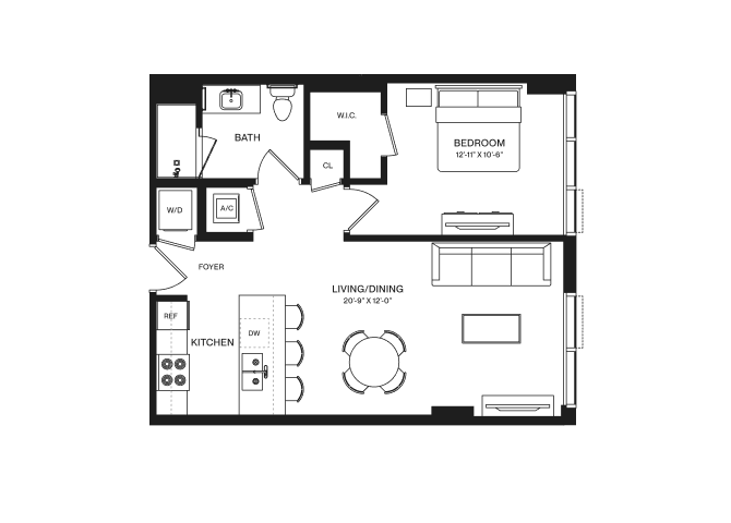 1 Bed/1 Bath-A1E