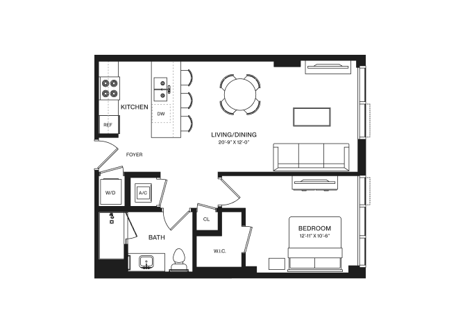 1 Bed/1 Bath-A1F
