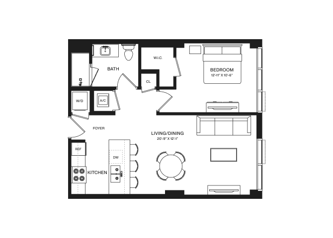 1 Bed/1 Bath-A1G